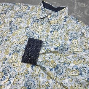 Kilburne Finch Button Up Dress Shirt Mens 3XLT Paisley Long Sleeve Flip Cuff